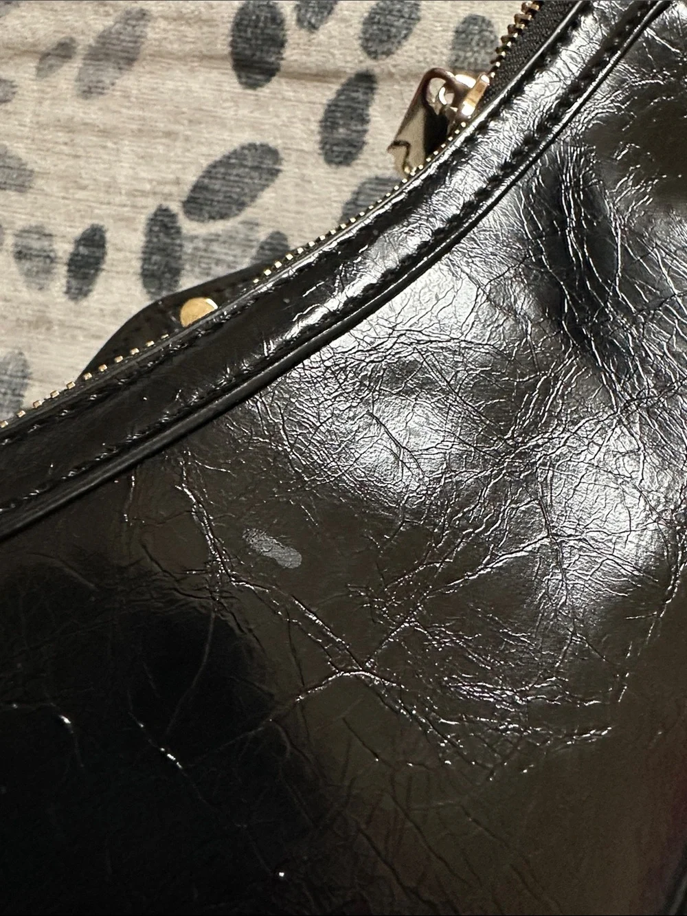 True Religion Black Glossy Leather Shoulder Bag